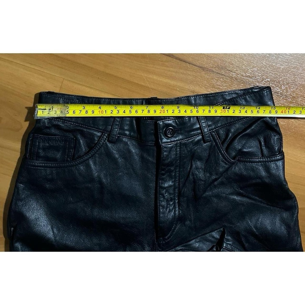 Womens Brandon Thomas Motorcycle Straight Leg Black 100% Leather Pants - Picture 3 of 6